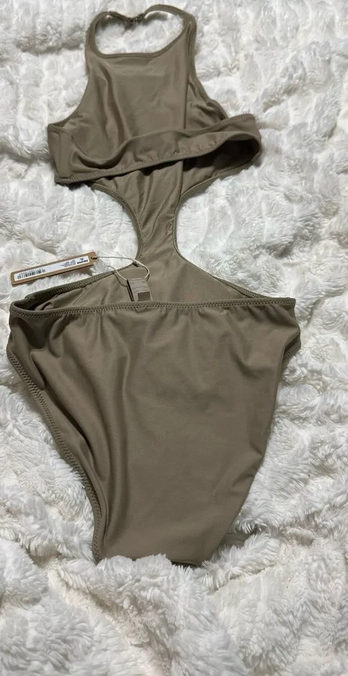 Skims Signature Swim Halter Monokini Desert